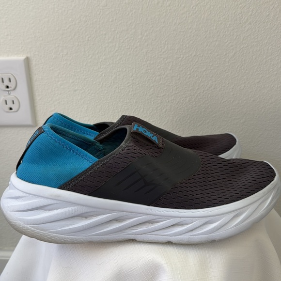 Hoka One One Orange Recovery Shoes Men's Mesh Blue Black Size 12 - Picture 2 of 10